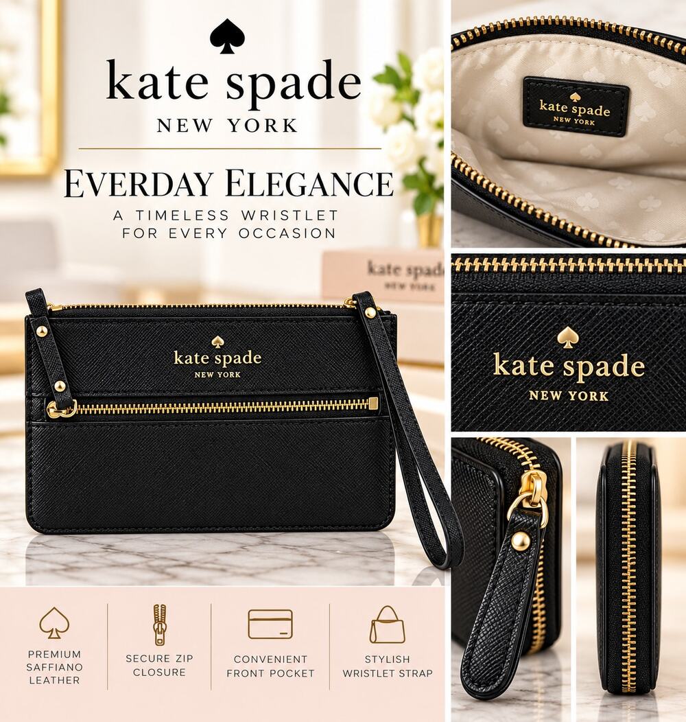 Kate Spade Black Leather Wristlet